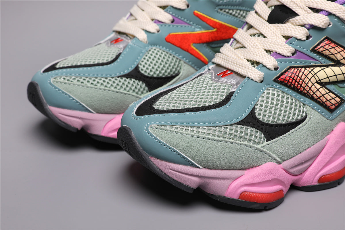 9060 Green / Pink Sneakers